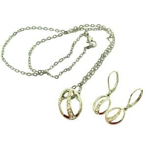 Vintage Avon Ninna Ricci Silvertone Pendant Necklace Earring Set